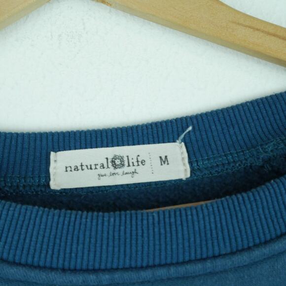 Natural Life Medium Sweatshirt Crewneck Raglan Stripe Crop Boho Hippy Relaxed - Picture 2 of 7